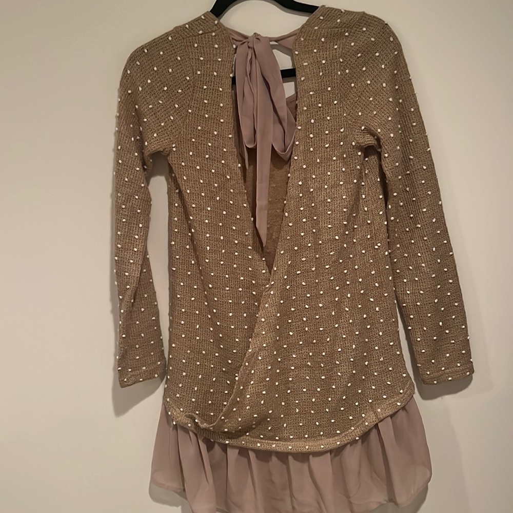 Boutique polka dot ruffle sweater